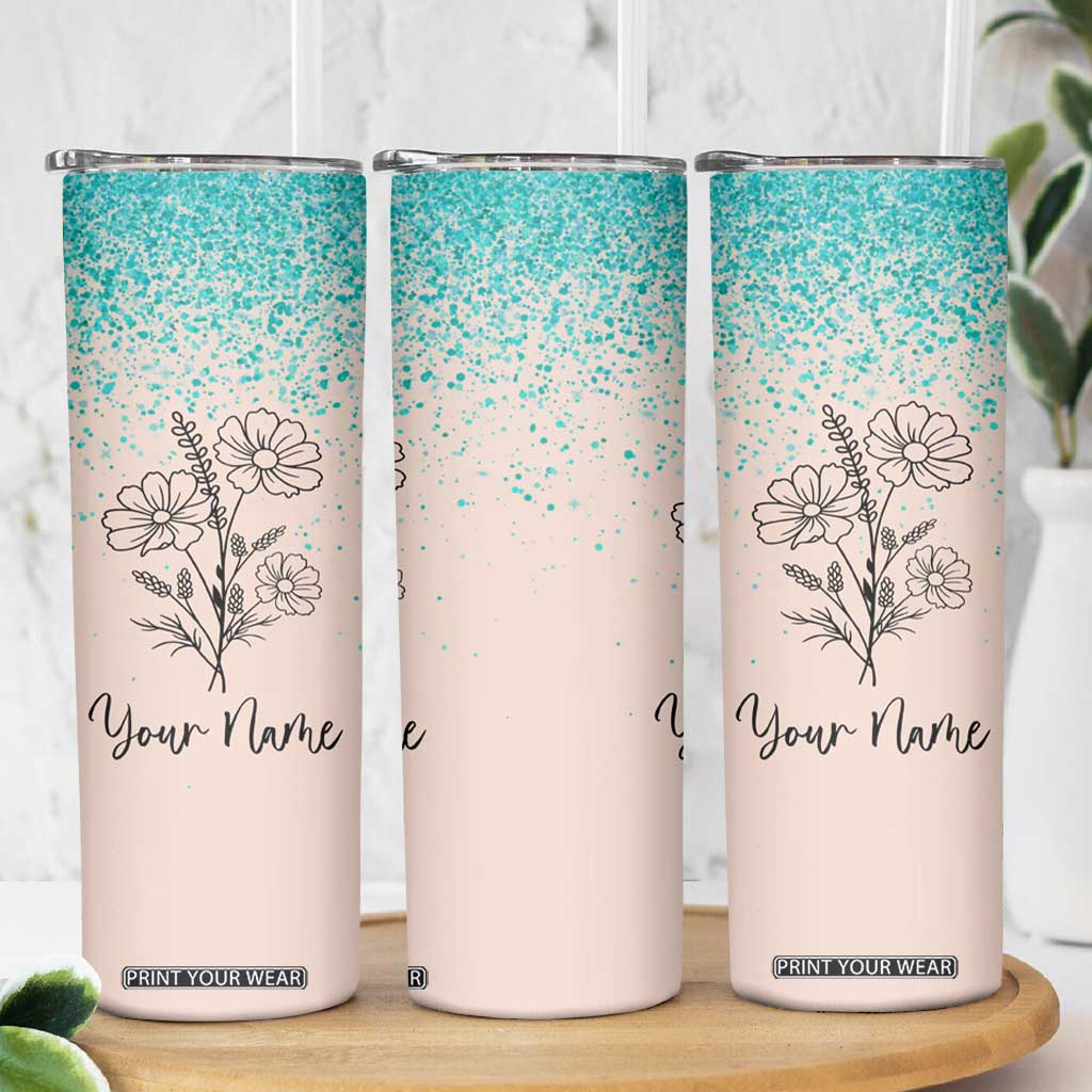 Personalized Gifts for Her Skinny Tumbler Custom Name Flower Bridesmaid Proposal Birthday Christmas Gift TB10 Print Your Wear