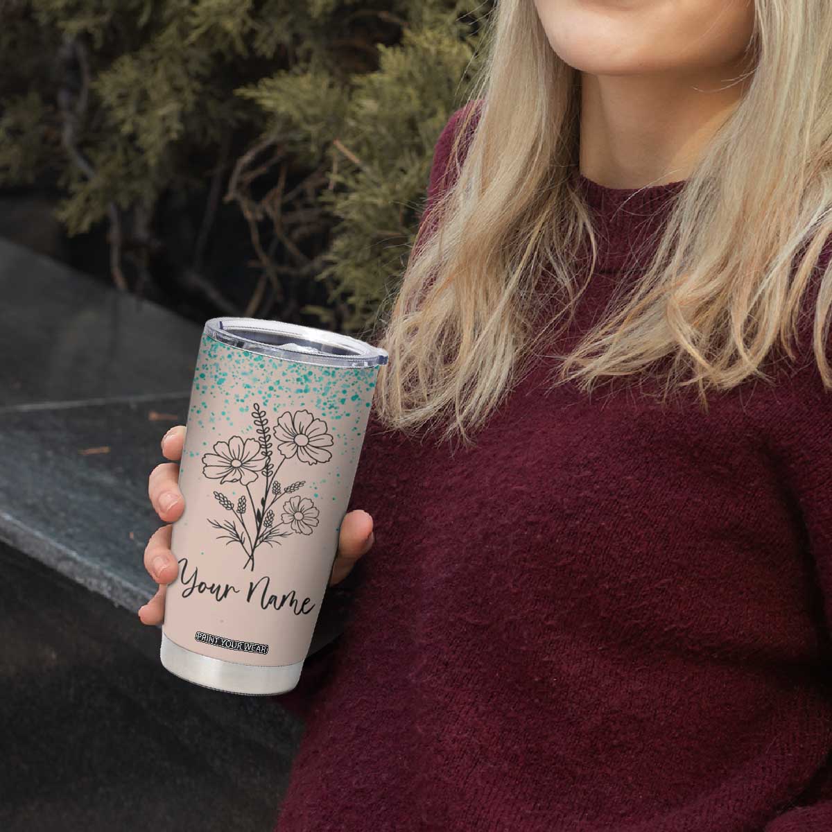 Personalized Gifts for Her Tumbler Cup Custom Name Flower Bridesmaid Proposal Birthday Christmas Gift TB10 Print Your Wear