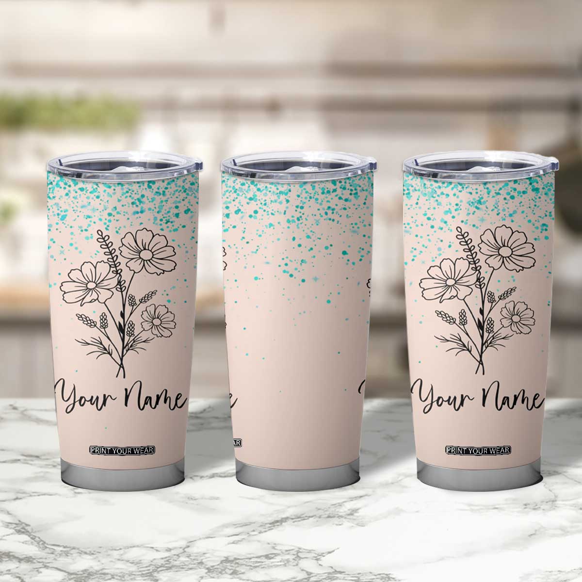 Personalized Gifts for Her Tumbler Cup Custom Name Flower Bridesmaid Proposal Birthday Christmas Gift TB10 Print Your Wear