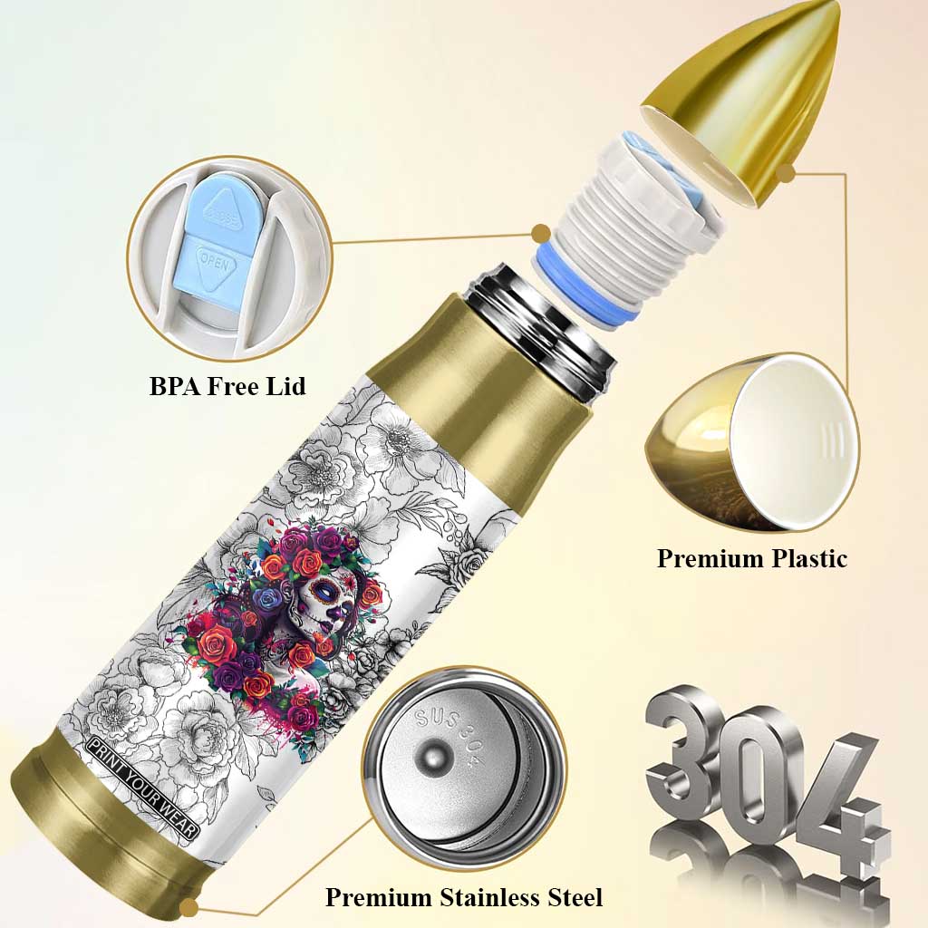 In A World Full Of Princesses Be A Chingona Bullet Tumbler Dia De Los Muertos Flower Spanish Slang TB10 Print Your Wear