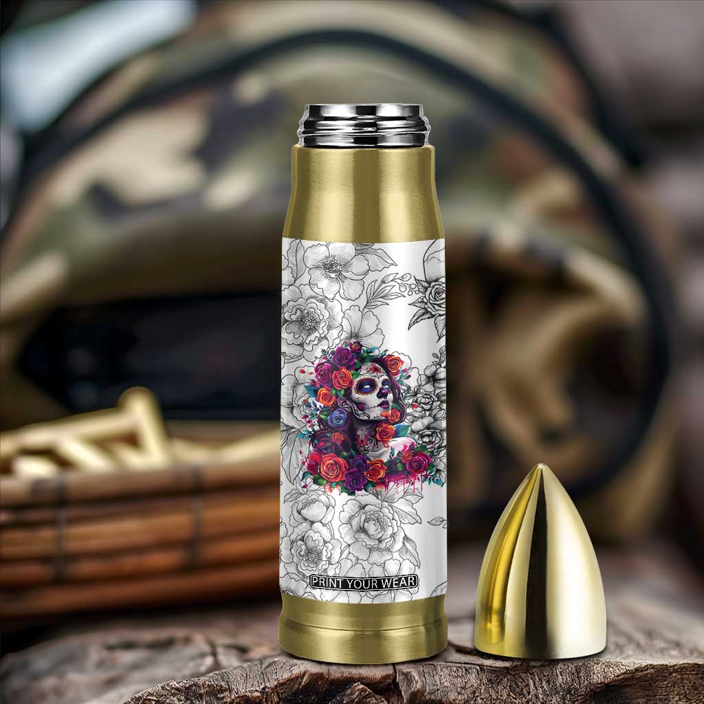 In A World Full Of Princesses Be A Chingona Bullet Tumbler Dia De Los Muertos Flower Spanish Slang TB10 Print Your Wear
