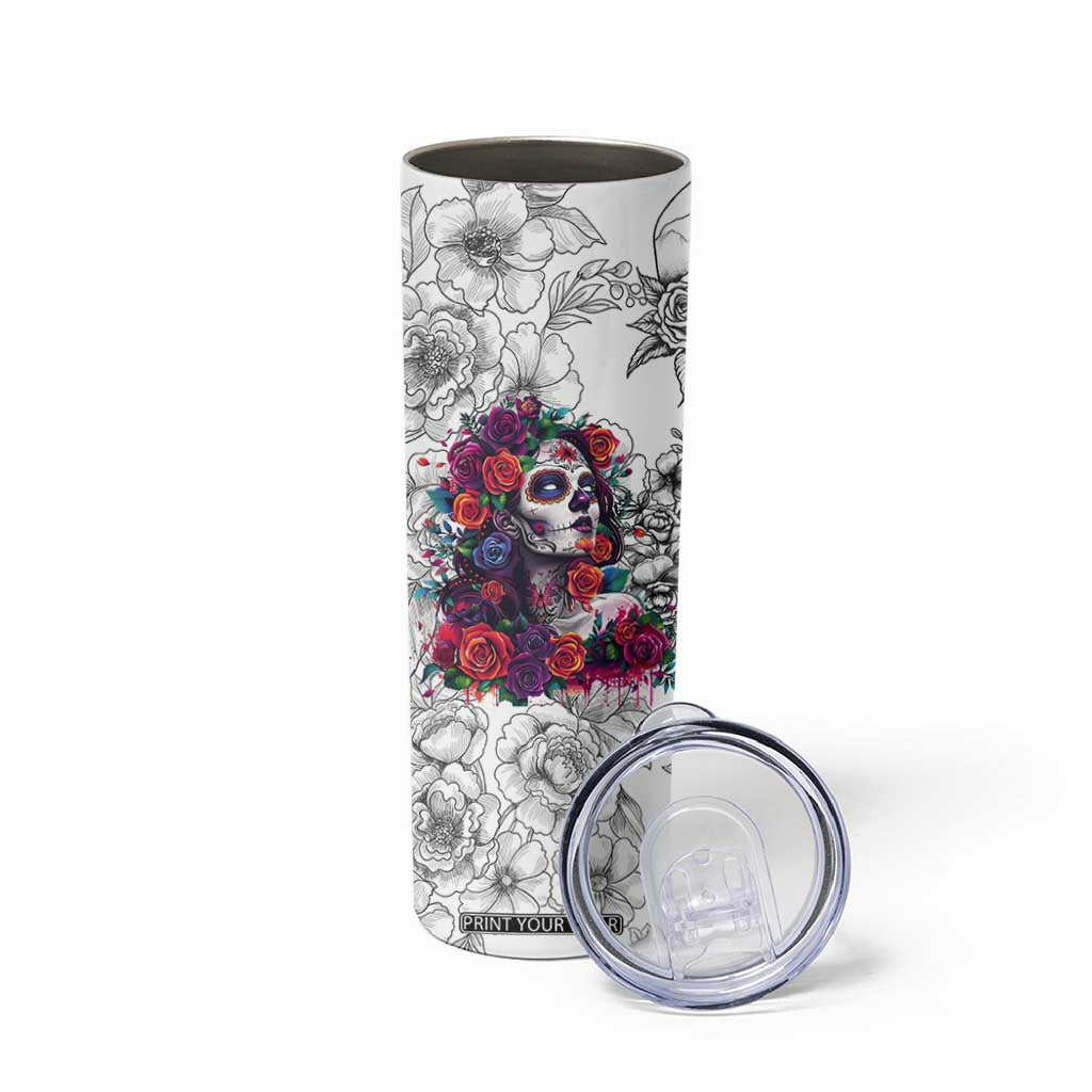 In A World Full Of Princesses Be A Chingona Skinny Tumbler Dia De Los Muertos Flower Spanish Slang TB10 Print Your Wear