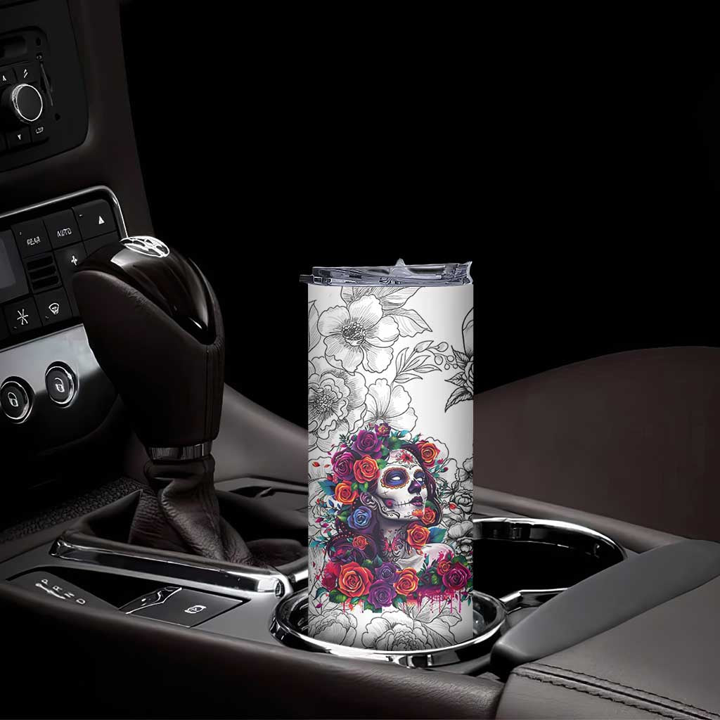 In A World Full Of Princesses Be A Chingona Skinny Tumbler Dia De Los Muertos Flower Spanish Slang TB10 Print Your Wear