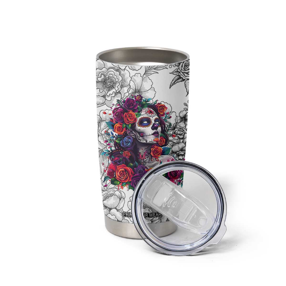 In A World Full Of Princesses Be A Chingona Tumbler Cup Dia De Los Muertos Flower Spanish Slang TB10 Print Your Wear