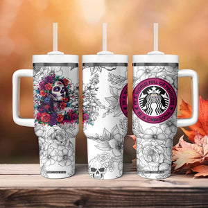 In A World Full Of Princesses Be A Chingona Tumbler With Handle Dia De Los Muertos Flower Spanish Slang TB10 Print Your Wear