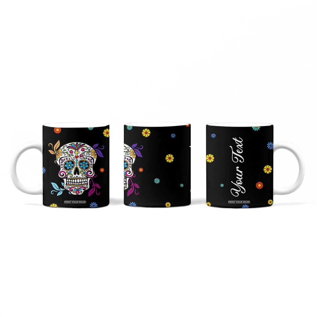 Personalized Sugar Skull Coffee Mug Custom Name Flower Gothic Gifts For Latina Mexican Girls Women TB10 Print Your Wear