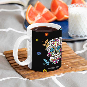Personalized Sugar Skull Coffee Mug Custom Name Flower Gothic Gifts For Latina Mexican Girls Women TB10 Print Your Wear