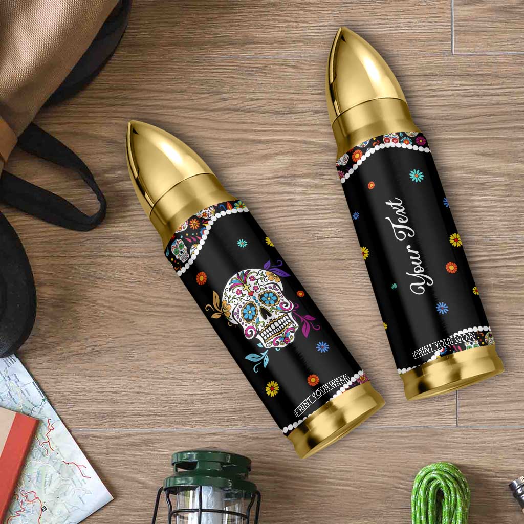 Personalized Sugar Skull Bullet Tumbler Custom Name Flower Gothic Gifts For Latina Mexican Girls Women TB10 Print Your Wear