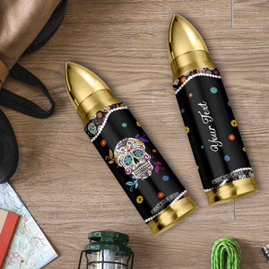 Personalized Sugar Skull Bullet Tumbler Custom Name Flower Gothic Gifts For Latina Mexican Girls Women TB10 Print Your Wear