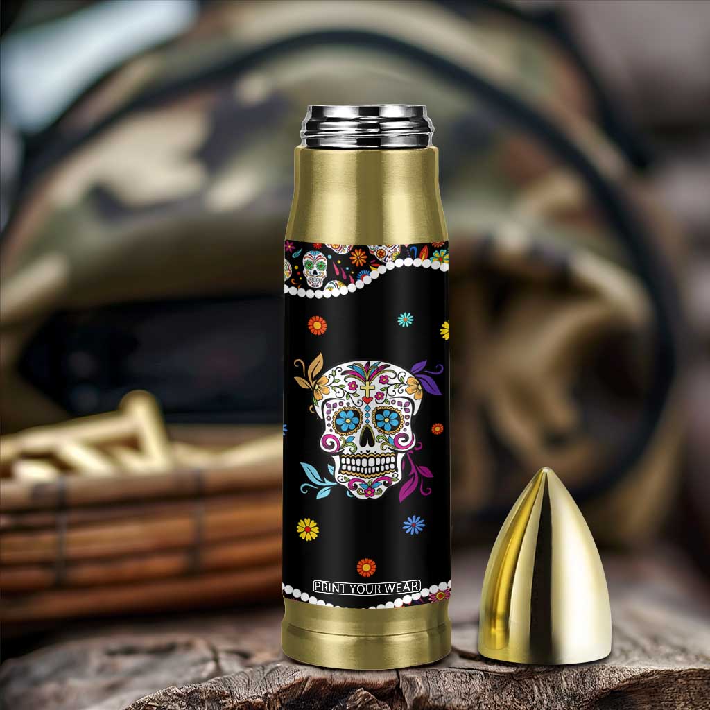 Personalized Sugar Skull Bullet Tumbler Custom Name Flower Gothic Gifts For Latina Mexican Girls Women TB10 Print Your Wear