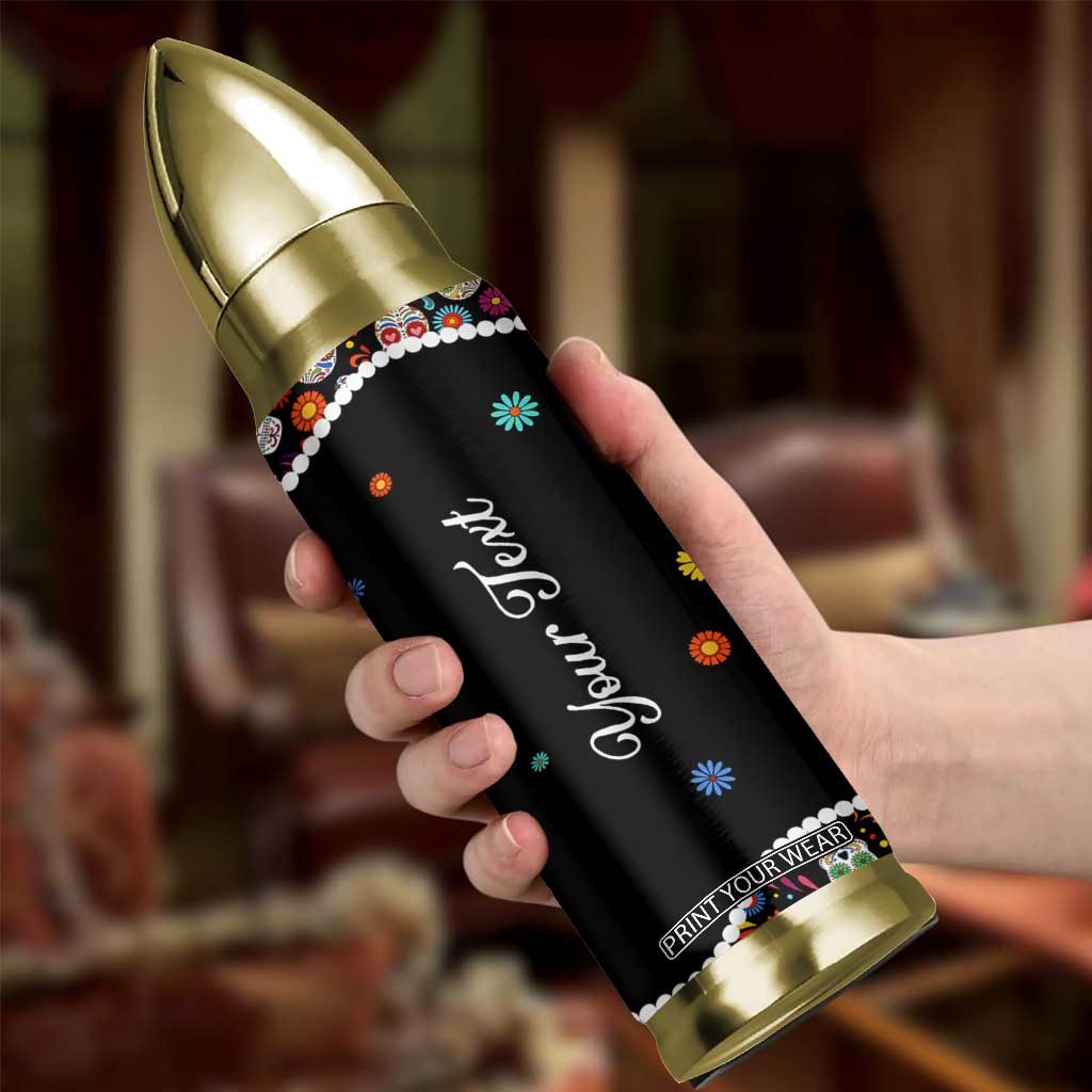 Personalized Sugar Skull Bullet Tumbler Custom Name Flower Gothic Gifts For Latina Mexican Girls Women TB10 Print Your Wear