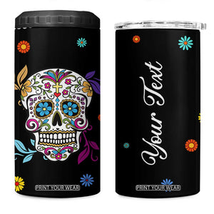 Personalized Sugar Skull 4 in 1 Can Cooler Tumbler Custom Name Flower Gothic Gifts For Latina Mexican Girls Women TB10 One Size: 16 oz Black Print Your Wear