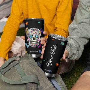 Personalized Sugar Skull Tumbler Cup Custom Name Flower Gothic Gifts For Latina Mexican Girls Women TB10 Print Your Wear