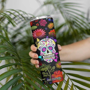 Personalized Gift Skinny Tumbler Custom Name Sugar Skull Mexican Art Birthday Christmas Gifts for Her TB10 Print Your Wear