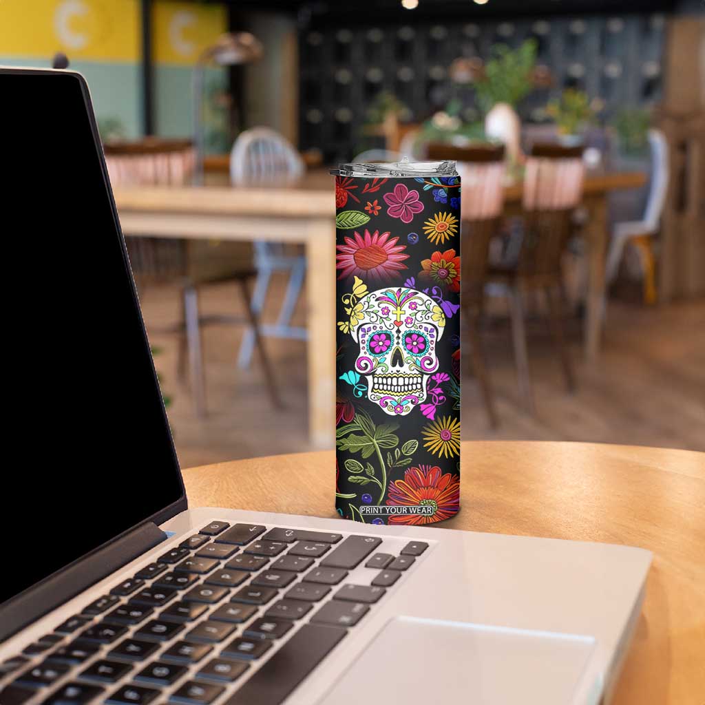 Personalized Gift Skinny Tumbler Custom Name Sugar Skull Mexican Art Birthday Christmas Gifts for Her TB10 Print Your Wear