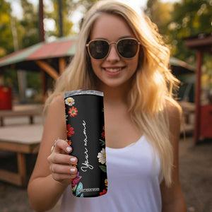 Personalized Gift Skinny Tumbler Custom Name Sugar Skull Mexican Art Birthday Christmas Gifts for Her TB10 Print Your Wear