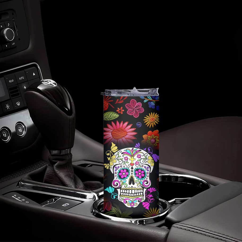 Personalized Gift Skinny Tumbler Custom Name Sugar Skull Mexican Art Birthday Christmas Gifts for Her TB10 Print Your Wear
