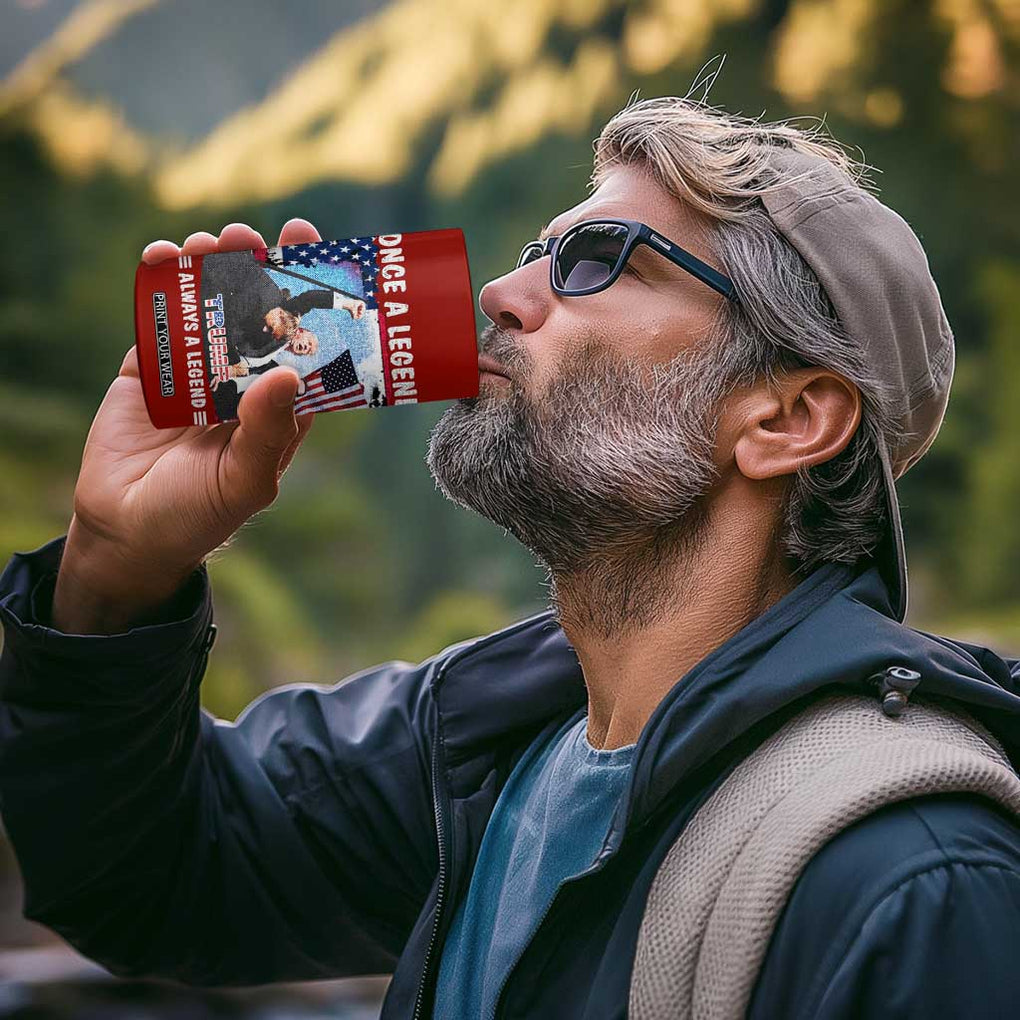 Trump 2024 Legend 4 in 1 Can Cooler Tumbler Trump Assassination Attempt Make America Strong Again Unstoppable Trump Shot American Flag TB10 Print Your Wear