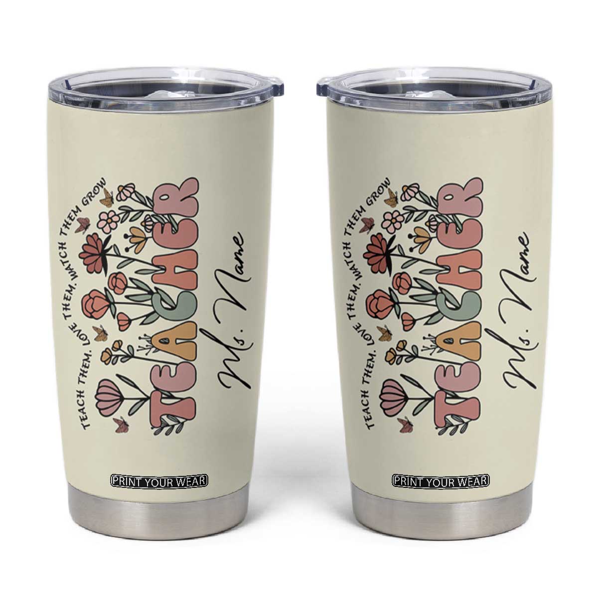 Personalized Teacher Appreciation Gifts Tumbler Cup Custome Name Back to School Thank You Christmas Gift Bulk TB10 Cream Print Your Wear