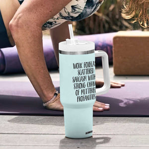 Funny Coworker Gifts Tumbler With Handle Work Forecast Sarcastic Gag Present for Boss Employer Teal Mint TB10 Print Your Wear