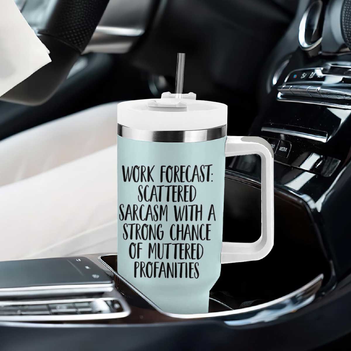 Funny Coworker Gifts Tumbler With Handle Work Forecast Sarcastic Gag Present for Boss Employer Teal Mint TB10 Print Your Wear