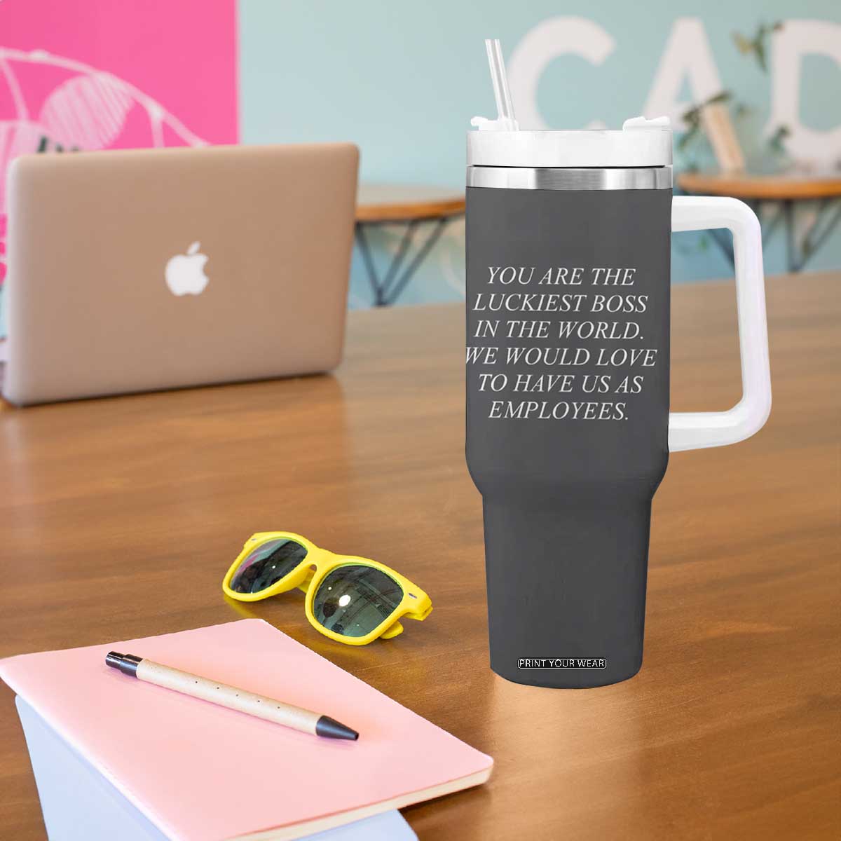 Gift for Boss Tumbler With Handle You Are The Luckiest Boss In The World TB10 Print Your Wear