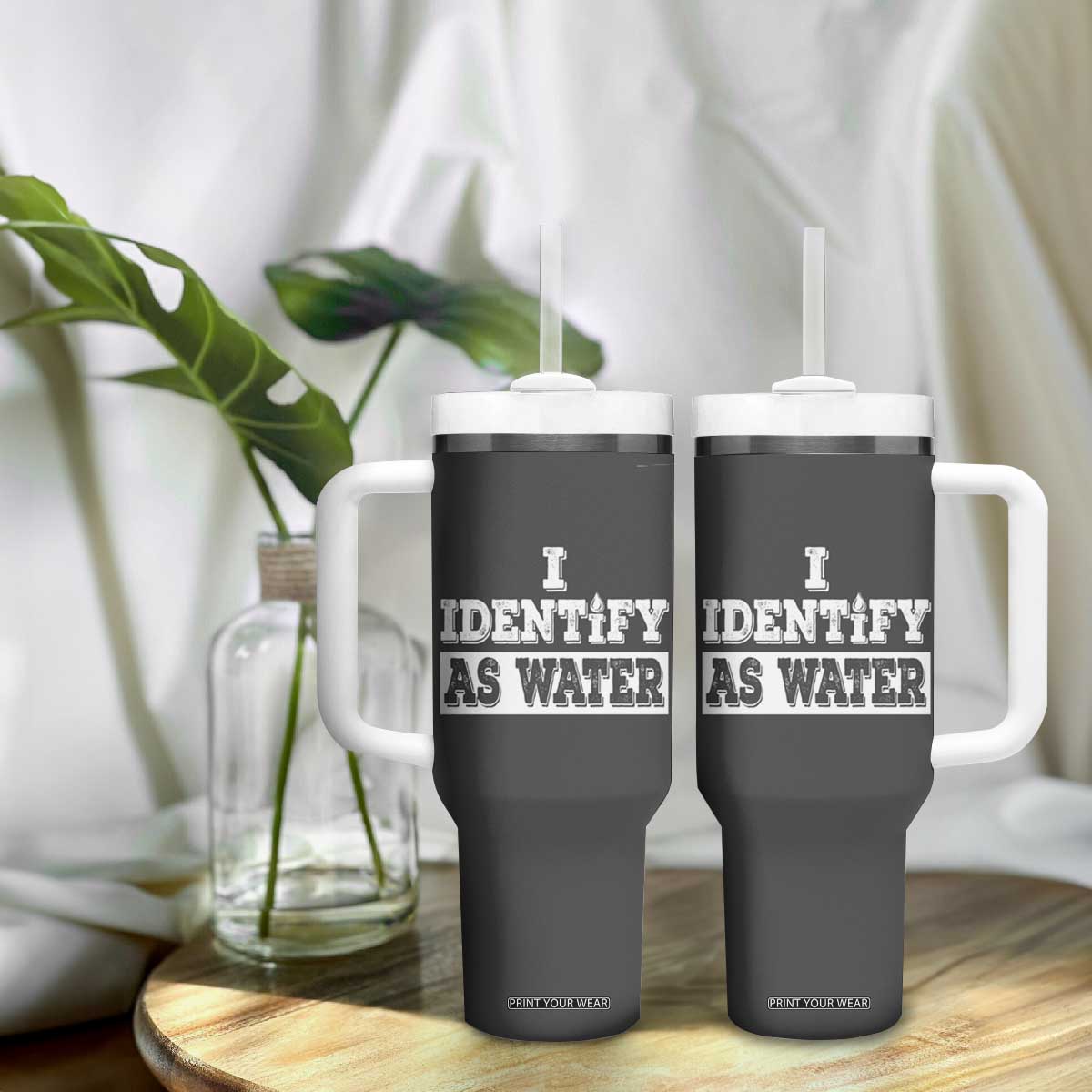 Gifts for Dad Tumbler With Handle I Identify As Water Birthday Present Idea for Him Men Boyfriend Husband TB10 Print Your Wear