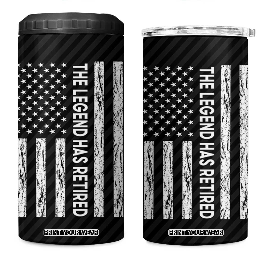 The Legend Has Retired 4 in 1 Can Cooler Tumbler Goodbye Present Farewell Gifts For Coworker US Flag TB10 One Size: 16 oz Black Print Your Wear
