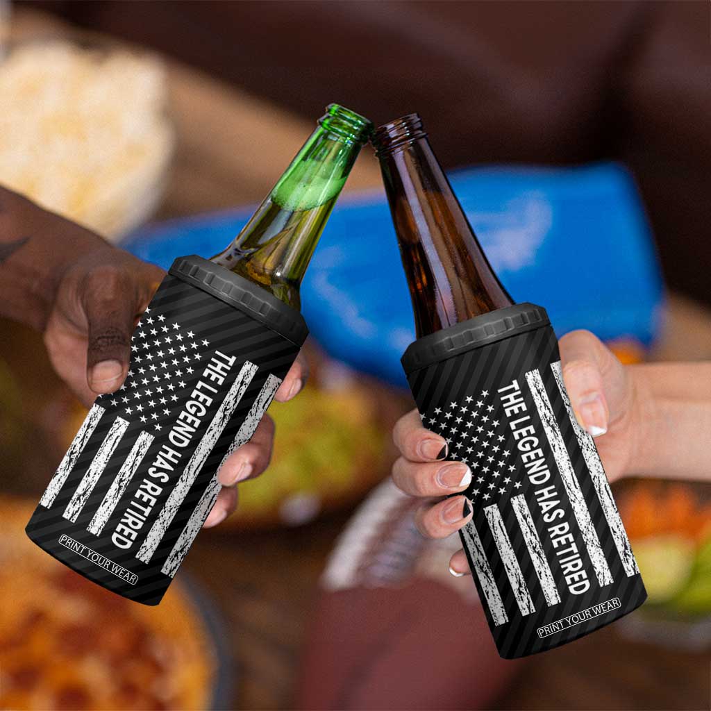 The Legend Has Retired 4 in 1 Can Cooler Tumbler Goodbye Present Farewell Gifts For Coworker US Flag TB10 Print Your Wear