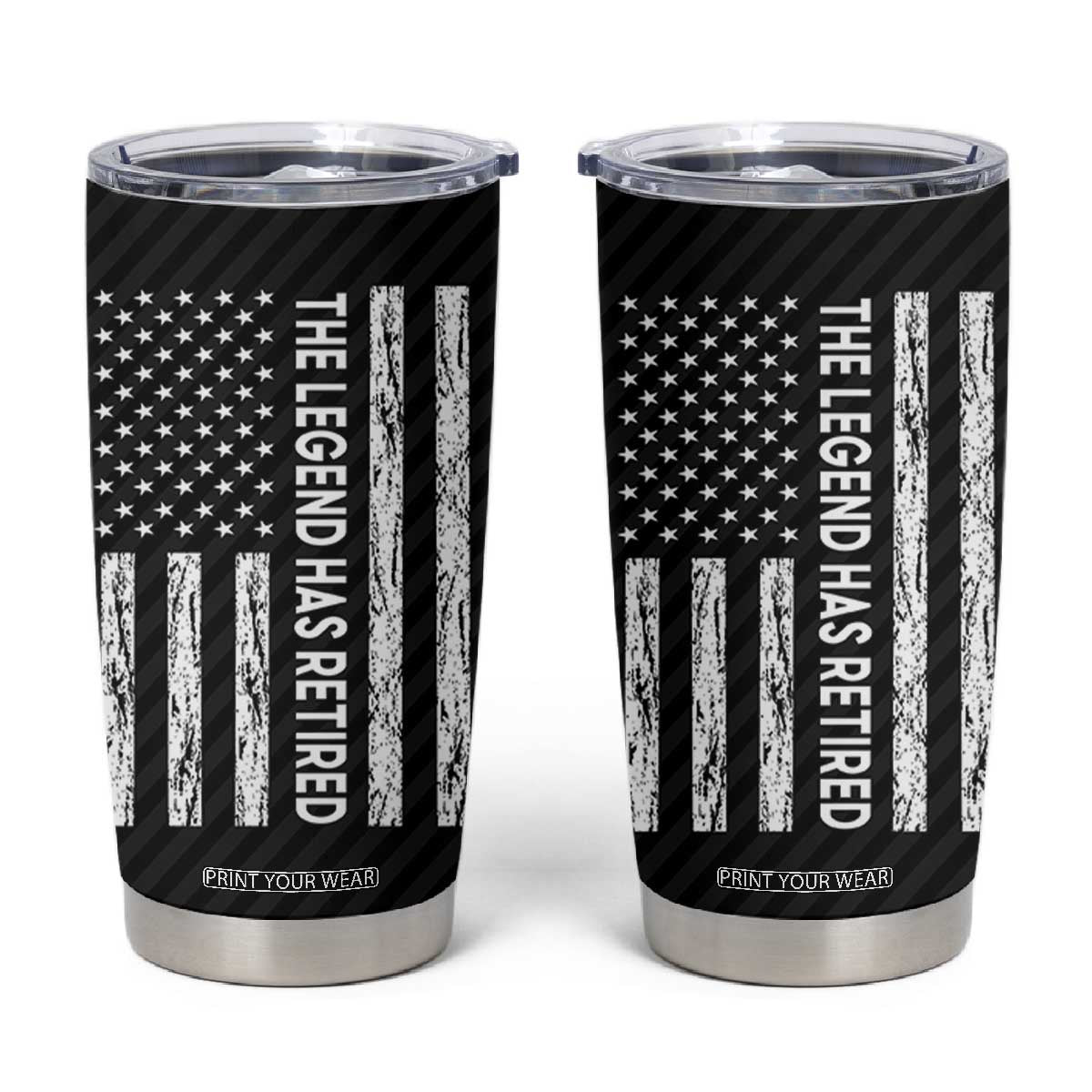 The Legend Has Retired Tumbler Cup Goodbye Present Farewell Gifts For Coworker US Flag TB10 Black Print Your Wear