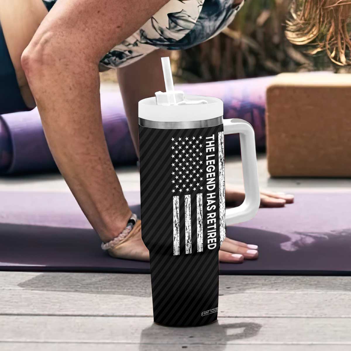 The Legend Has Retired Tumbler With Handle Goodbye Present Farewell Gifts For Coworker US Flag TB10 Print Your Wear