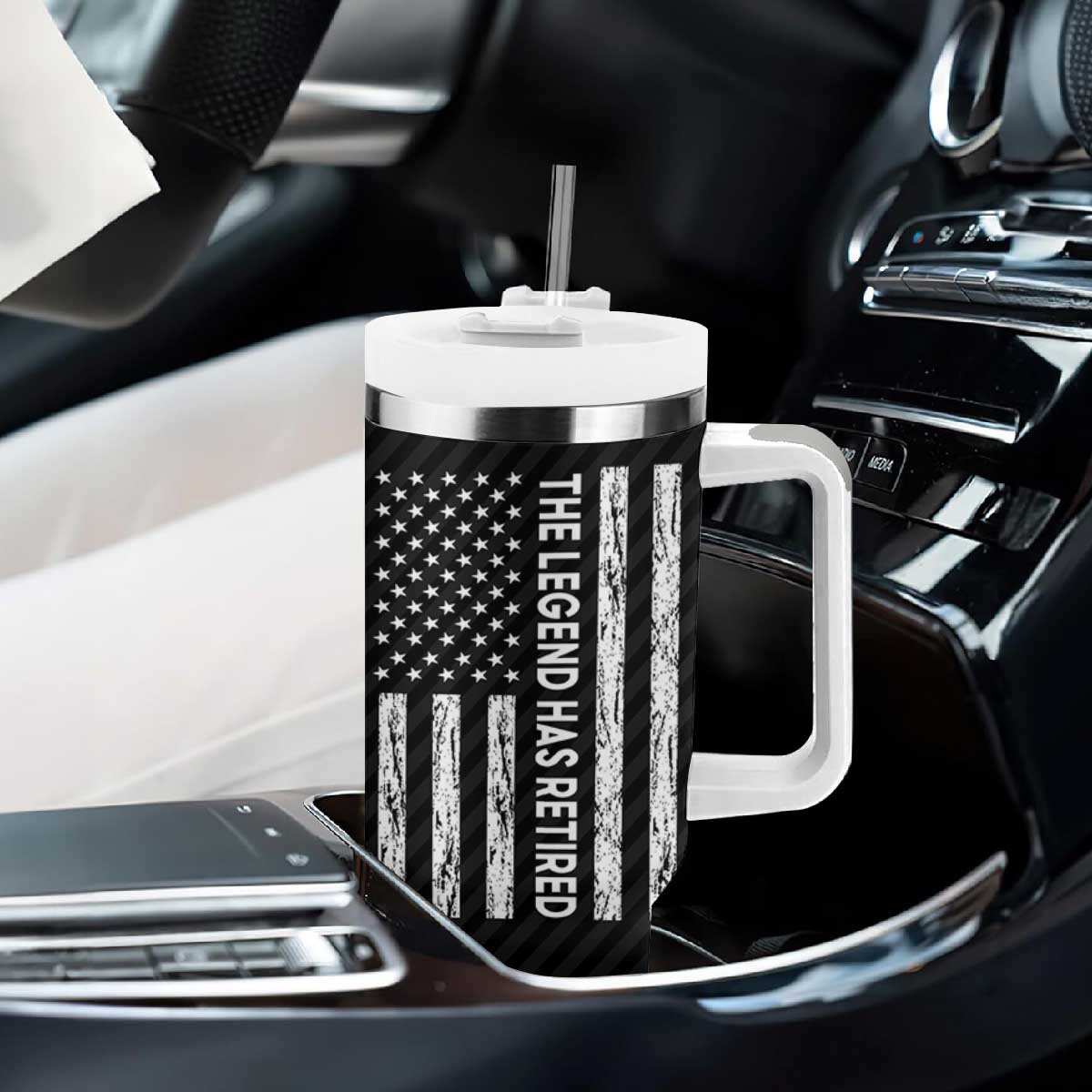 The Legend Has Retired Tumbler With Handle Goodbye Present Farewell Gifts For Coworker US Flag TB10 Print Your Wear