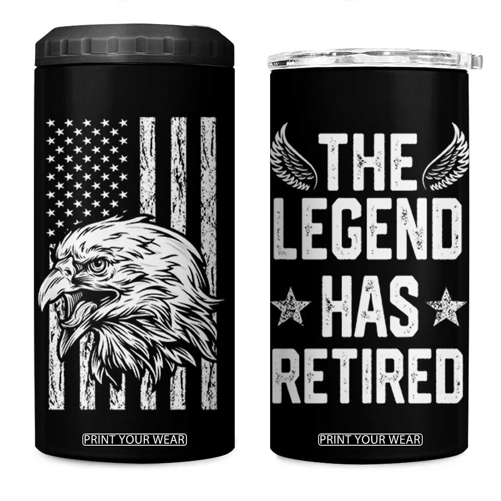 The Legend Has Retired 4 in 1 Can Cooler Tumbler Goodbye Present Farewell Gifts For Coworker Eagle US Flag TB10 One Size: 16 oz Black Print Your Wear