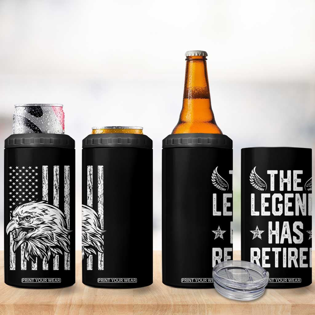 The Legend Has Retired 4 in 1 Can Cooler Tumbler Goodbye Present Farewell Gifts For Coworker Eagle US Flag TB10 Print Your Wear