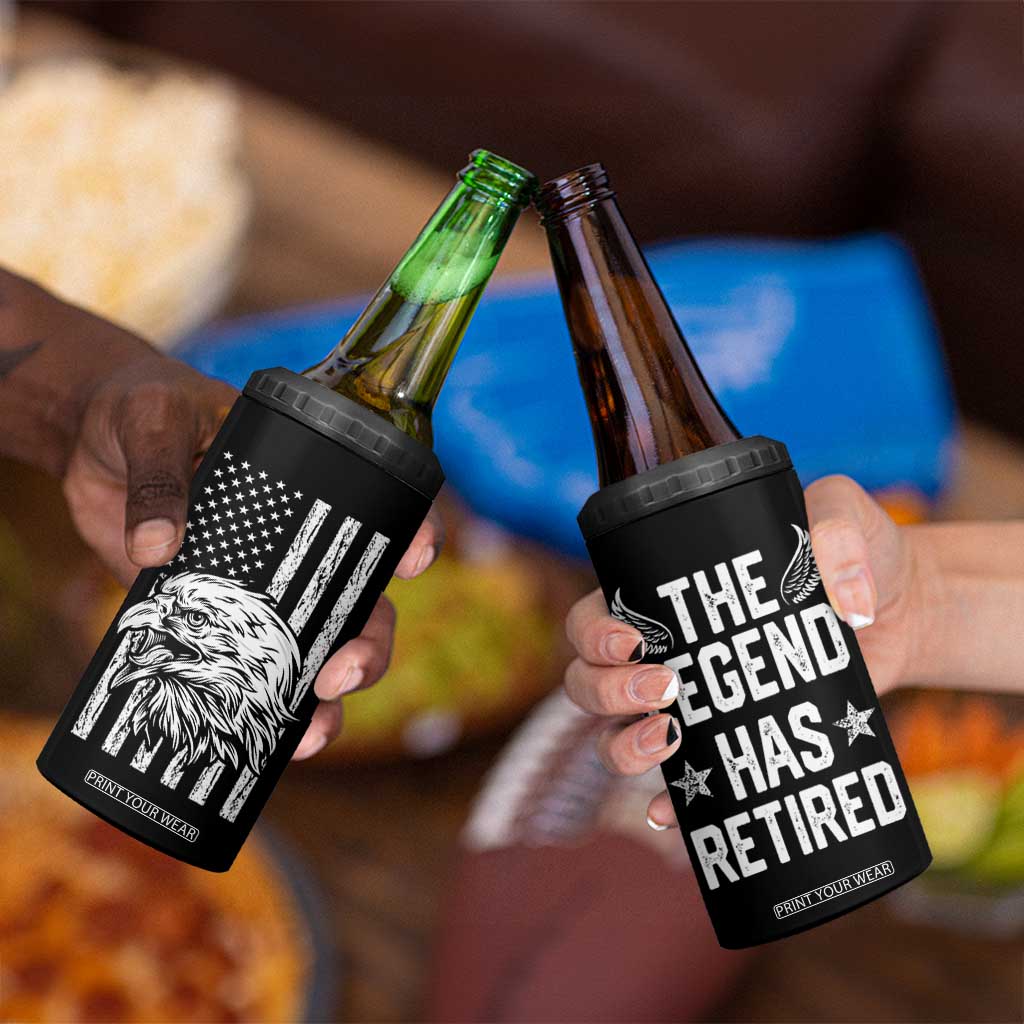The Legend Has Retired 4 in 1 Can Cooler Tumbler Goodbye Present Farewell Gifts For Coworker Eagle US Flag TB10 Print Your Wear