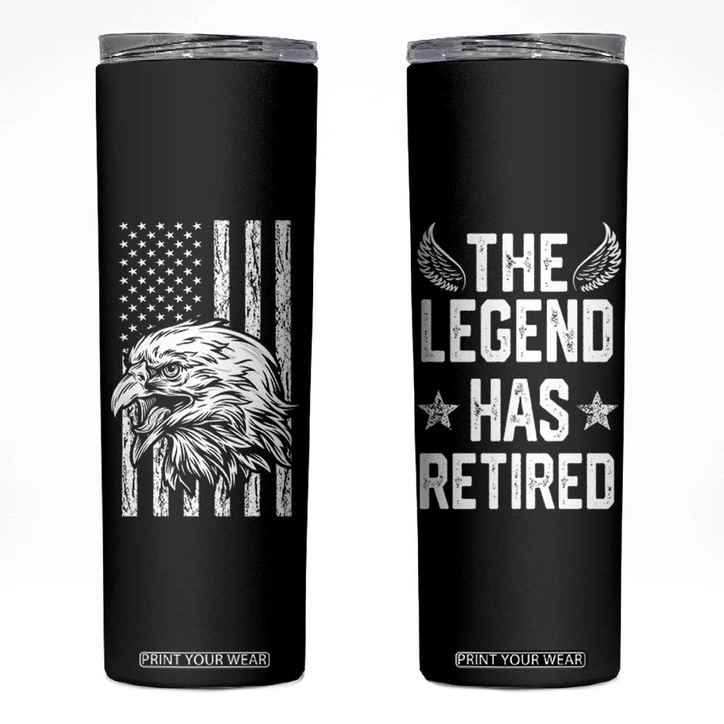 The Legend Has Retired Skinny Tumbler Goodbye Present Farewell Gifts For Coworker Eagle US Flag TB10 Black Print Your Wear