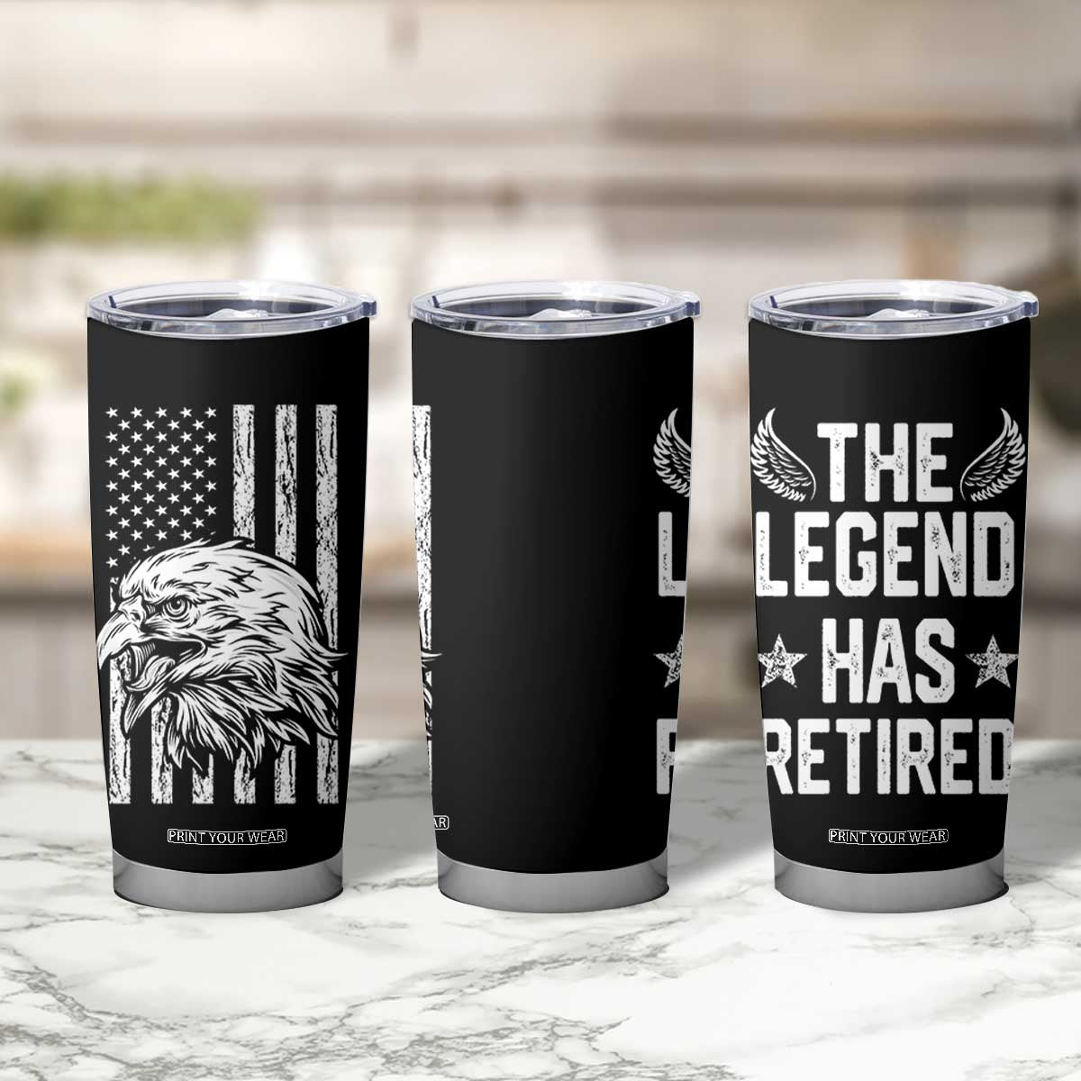 The Legend Has Retired Tumbler Cup Goodbye Present Farewell Gifts For Coworker Eagle US Flag TB10 Print Your Wear