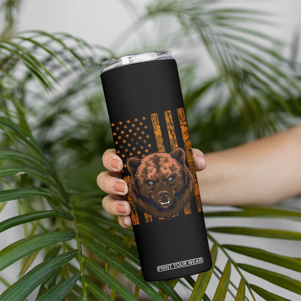 Gifts For Dad Skinny Tumbler Papabear Christmas Birthday Father's Day Gift American Flag TB10 Print Your Wear