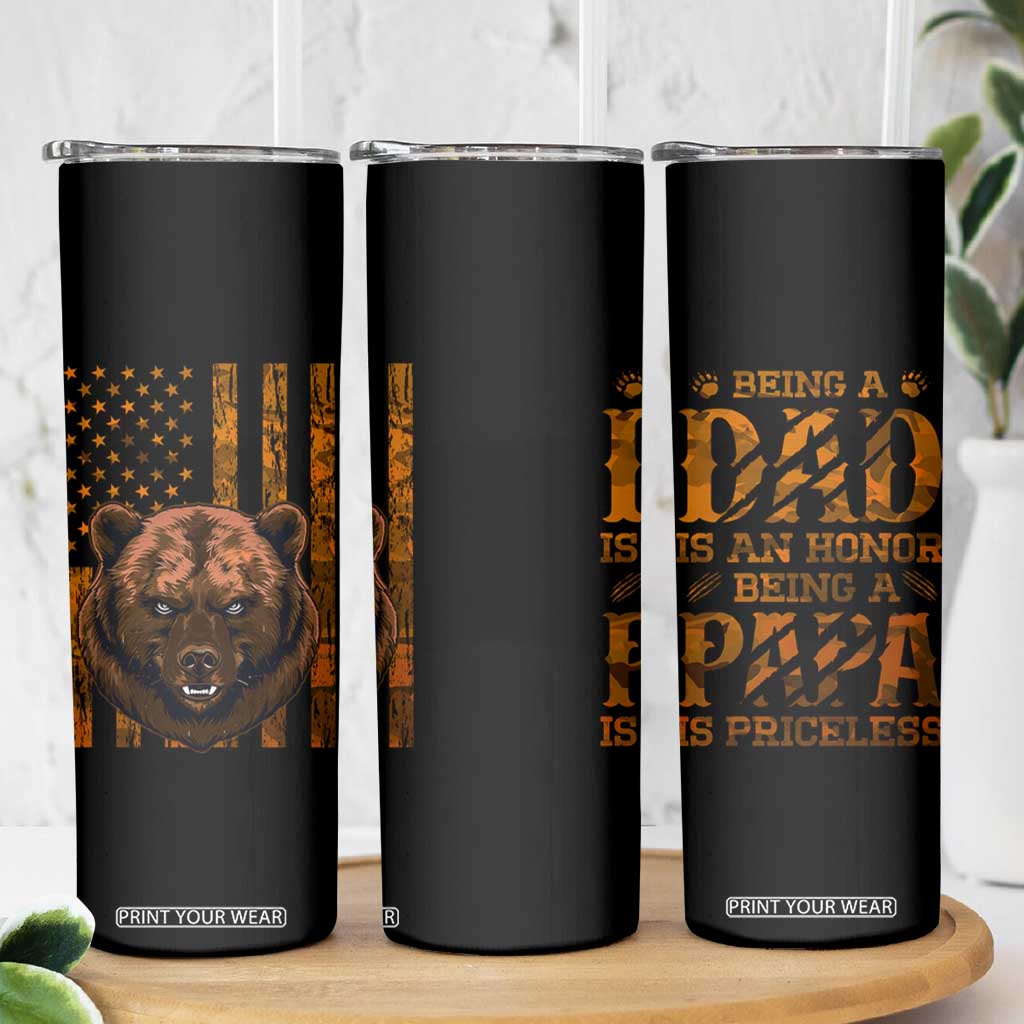 Gifts For Dad Skinny Tumbler Papabear Christmas Birthday Father's Day Gift American Flag TB10 Print Your Wear