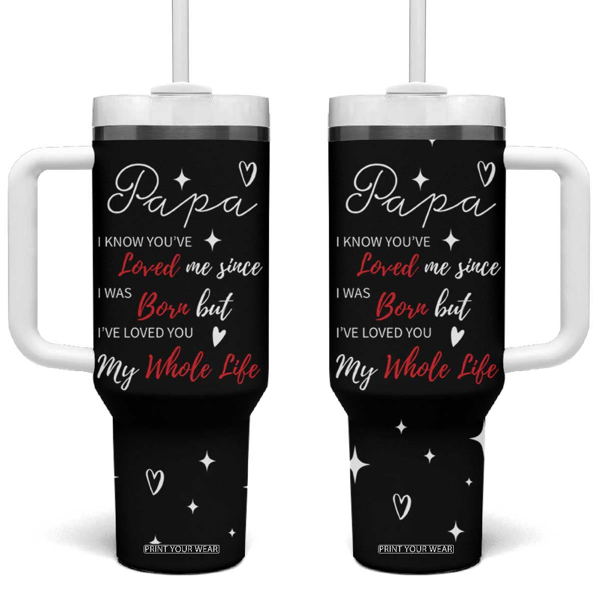 Gifts For Dad Tumbler With Handle I Love You Dad Gift from Daughter Son TB10 One Size: 40 oz Black Print Your Wear