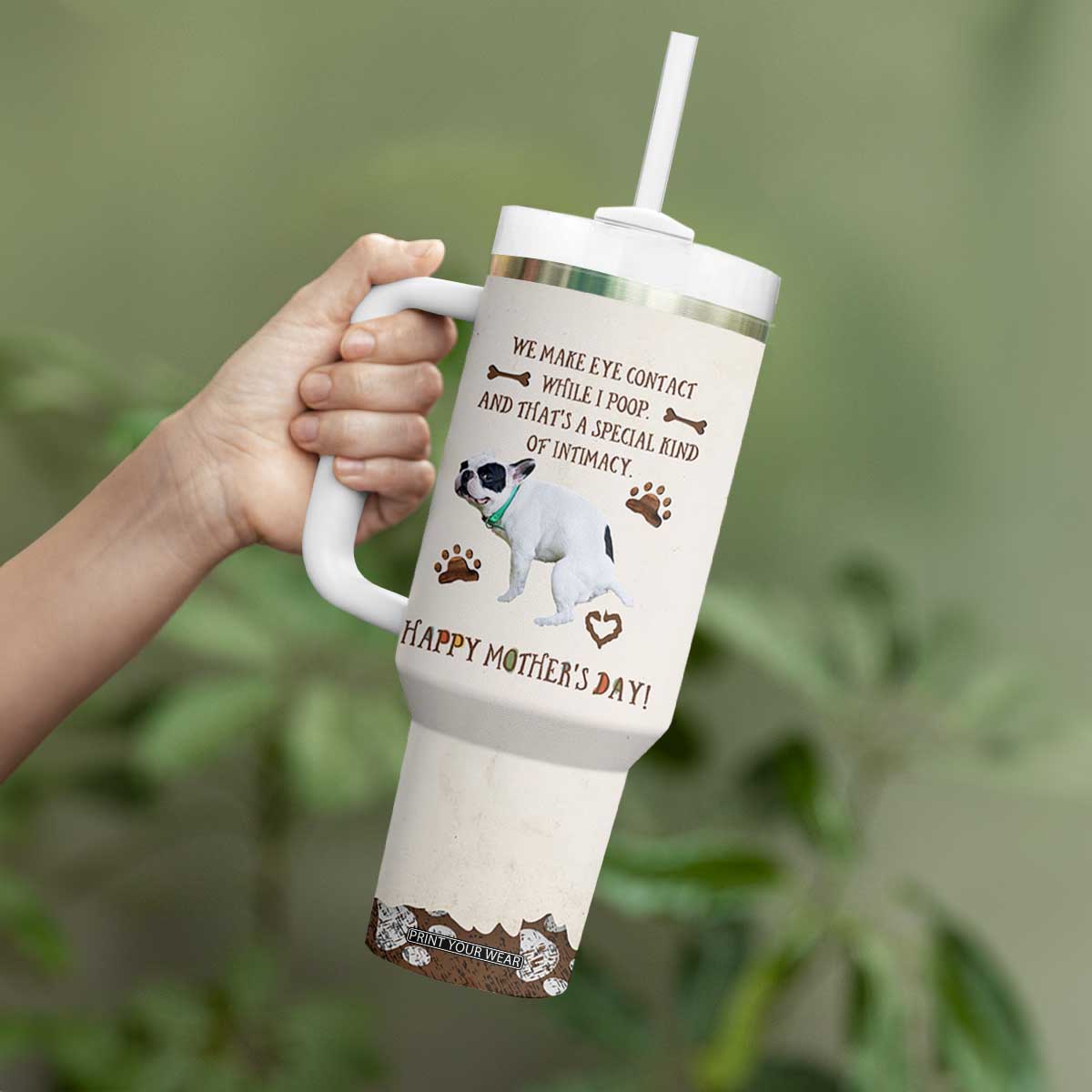 Dog Mom Gifts Tumbler With Handle Mothers Day Dog Lovers We Make Eye Contact While I Poop TB10 Print Your Wear
