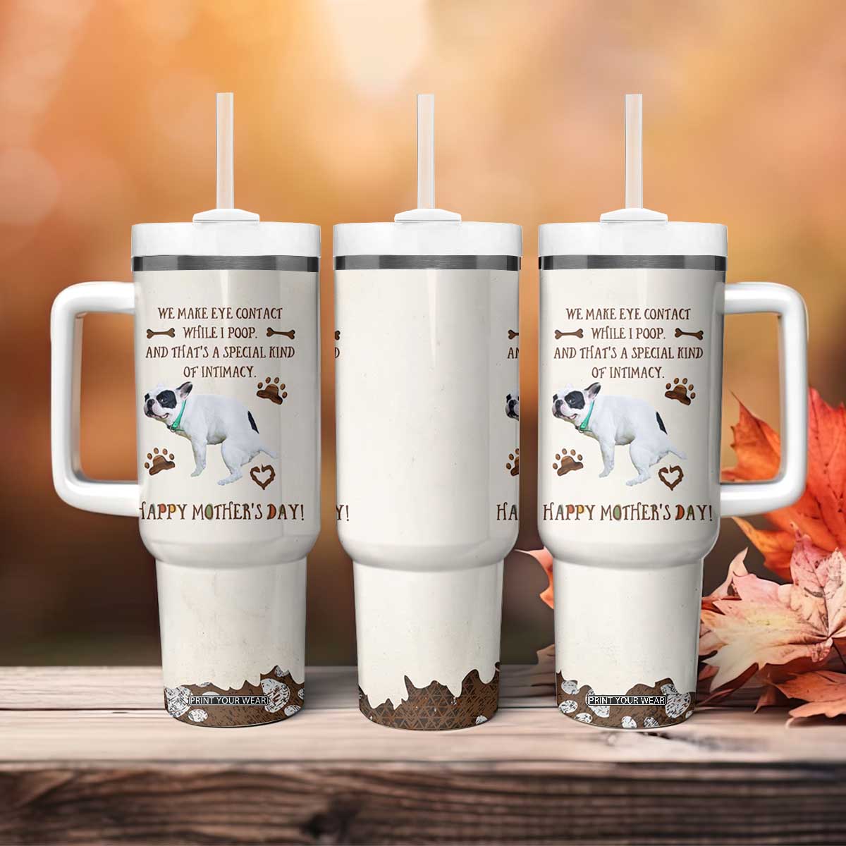Dog Mom Gifts Tumbler With Handle Mothers Day Dog Lovers We Make Eye Contact While I Poop TB10 Print Your Wear