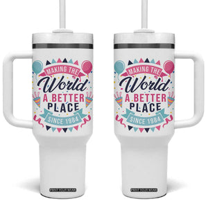 42th Birthday Gifts For Women Tumbler With Handle Making The World A Better Place Since 1984 TB10 One Size: 40 oz White Print Your Wear