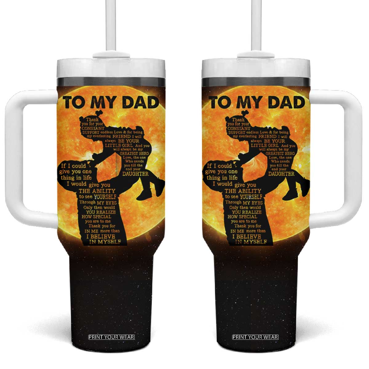 Dad Gifts From Daughter Tumbler With Handle Fathers Day Girl Dad TB10 One Size: 40 oz Black Print Your Wear