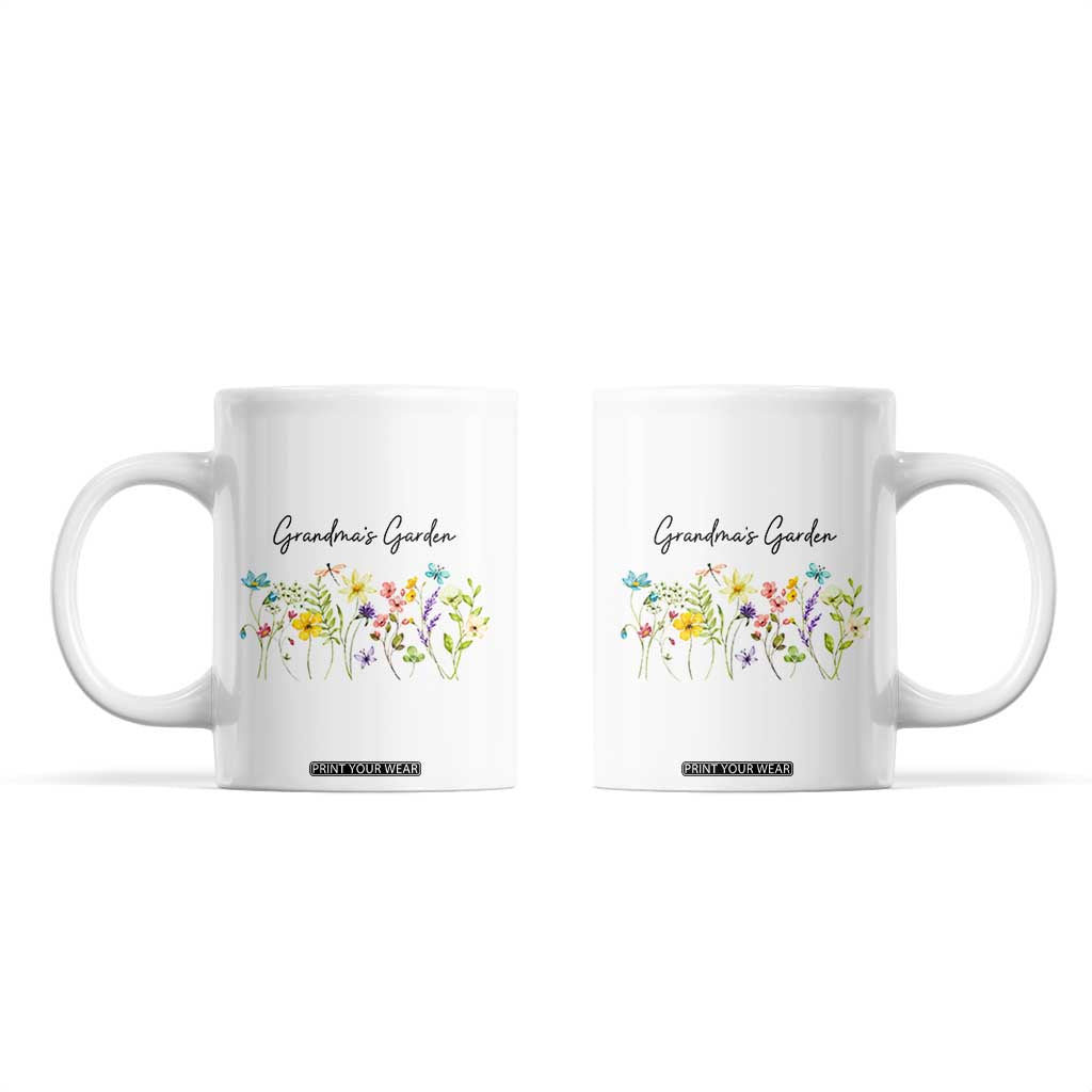 Grandmas Garden Coffee Mug Flower Mothers Day Gift TB10 White Print Your Wear