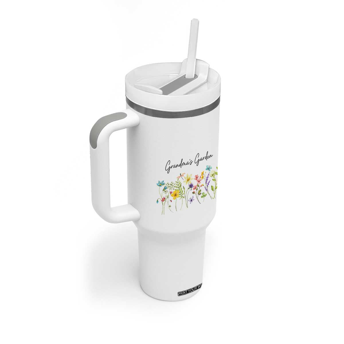 Grandmas Garden Tumbler With Handle Flower Mothers Day Gift TB10 Print Your Wear