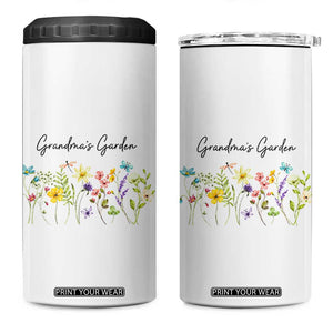 Grandmas Garden 4 in 1 Can Cooler Tumbler Mother's Day Flower Grandma Gifts TB10 One Size: 16 oz White Print Your Wear