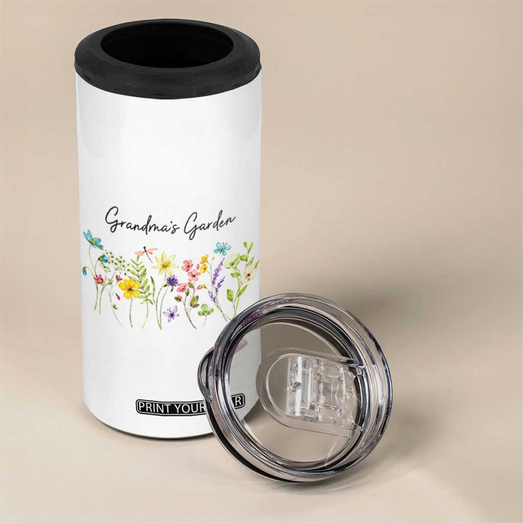 Grandmas Garden 4 in 1 Can Cooler Tumbler Mother's Day Flower Grandma Gifts TB10 Print Your Wear
