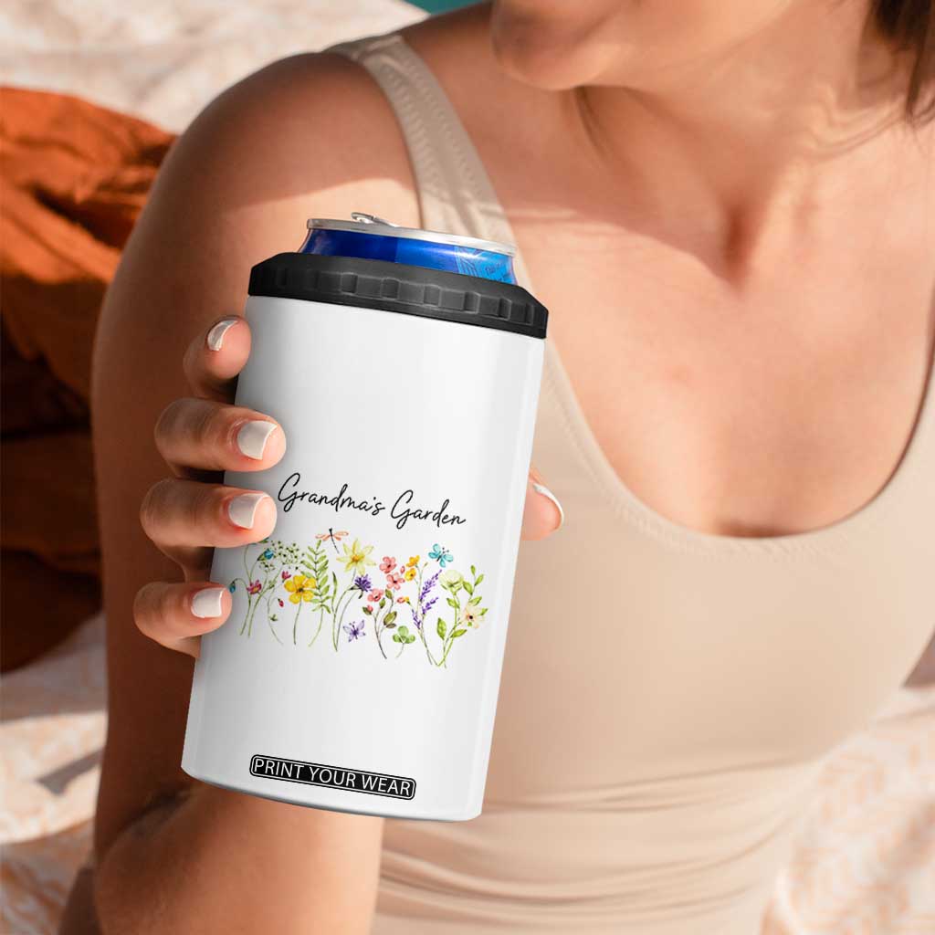Grandmas Garden 4 in 1 Can Cooler Tumbler Mother's Day Flower Grandma Gifts TB10 Print Your Wear