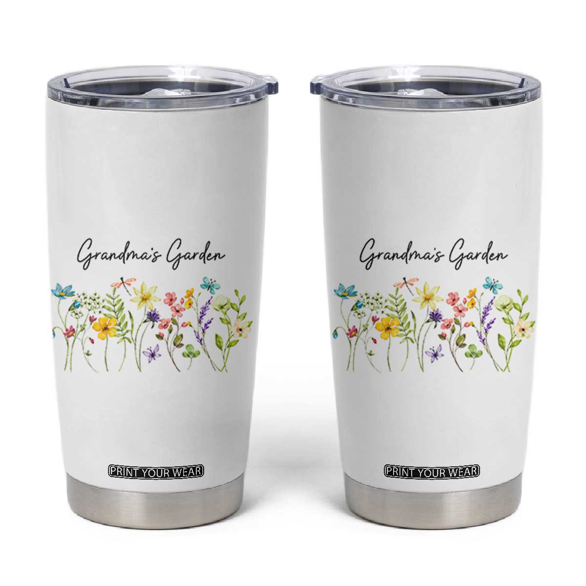 Grandmas Garden Tumbler Cup Mother's Day Flower Grandma Gifts TB10 White Print Your Wear